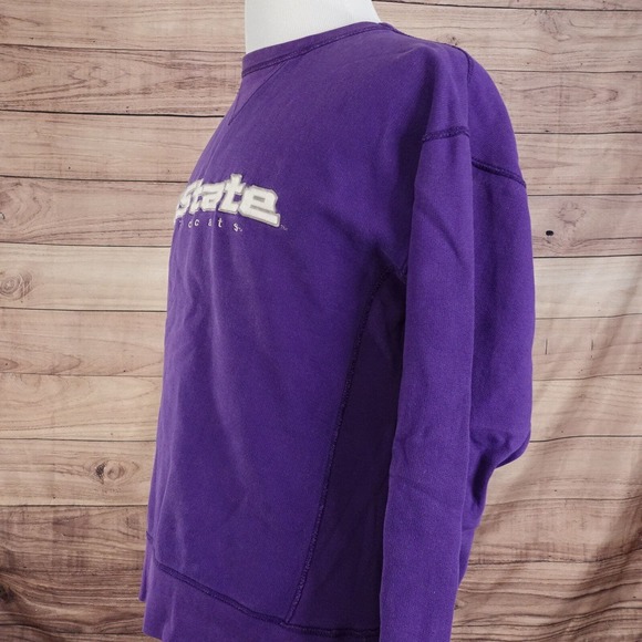VINTAGE KANSAS STATE K-STATE WILDCATS EMBROIDERED CREW NECK SWEATSHIRT SZ L - Picture 5 of 9